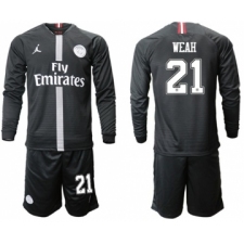 Paris Saint-Germain #21 Weah Home Jordan Long Sleeves Soccer Club Jersey