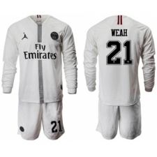 Paris Saint-Germain #21 Weah White Jordan Long Sleeves Soccer Club Jersey