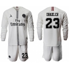 Paris Saint-Germain #23 Draxler White Jordan Long Sleeves Soccer Club Jersey