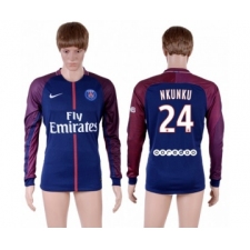 Paris Saint-Germain #24 Nkunku Home Long Sleeves Soccer Club Jersey