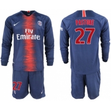 Paris Saint-Germain #27 Pastore Home Long Sleeves Soccer Club Jersey