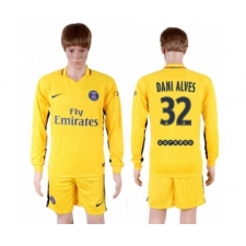 Paris Saint-Germain #32 Dani Alves Away Long Sleeves Soccer Club Jersey