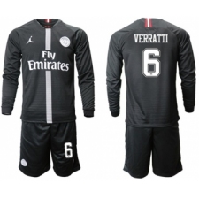 Paris Saint-Germain #6 Verratti Home Jordan Long Sleeves Soccer Club Jersey