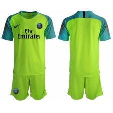 Paris Saint-Germain Blank Shiny Green Goalkeeper Soccer Club Jersey