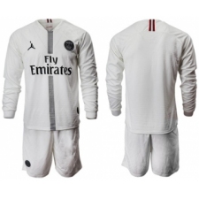Paris Saint-Germain Blank White Jordan Long Sleeves Soccer Club Jersey