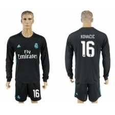 Real Madrid #16 Kovacic Away Long Sleeves Soccer Club Jersey