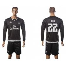 Real Madrid #22 Isco Black Long Sleeves Soccer Club Jersey