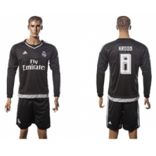 Real Madrid #8 Kroos Black Long Sleeves Soccer Club Jersey