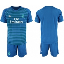 Real Madrid Blank Blue Goalkeeper Soccer Club Jersey