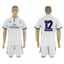 Real Madrid Blank Champions Home Soccer Club Jersey