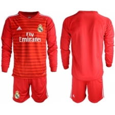 Real Madrid Blank Red Goalkeeper Long Sleeves Soccer Club Jersey
