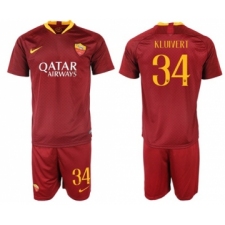 Roma #34 Kluivert Red Home Soccer Club Jersey