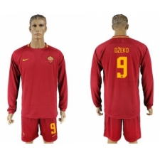 Roma #9 Dzeko Home Long Sleeves Soccer Club Jersey