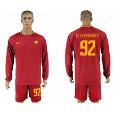 Roma #92 EL Shaarawy Home Long Sleeves Soccer Club Jersey