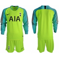 Tottenham Hotspur Blank Shiny Green Goalkeeper Long Sleeves Soccer Club Jersey