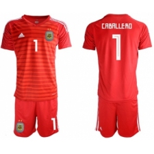 Argentina #1 Caballero Red Goalkeeper Soccer Country Jersey