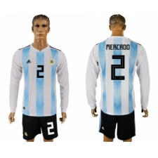 Argentina #2 Mercado Home Long Sleeves Soccer Country Jersey