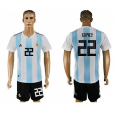 Argentina #22 Gomez Home Soccer Country Jersey