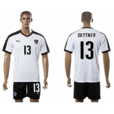 Austria #13 Suttner White Away Soccer Country Jersey