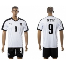 Austria #9 Okotie White Away Soccer Country Jersey