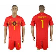 Belgium #1 Courtois Red Soccer Country Jersey