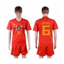 Belgium #6 Witsel Red Soccer Country Jersey