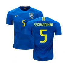 Brazil #5 Fernandinho Away Soccer Country Jersey