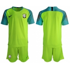Brazil Blank Shiny Green Goalkeeper Soccer Country Jersey