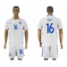 Chile #16 Diaz Away Soccer Country Jersey