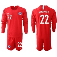 Chile #22 Henriquez Home Long Sleeves Soccer Country Jersey