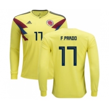 Colombia #17 F.Pardo Home Long Sleeves Soccer Country Jersey