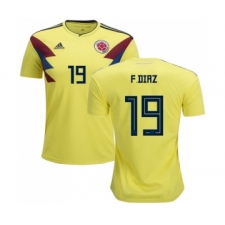 Colombia #19 F.Diaz Home Soccer Country Jersey