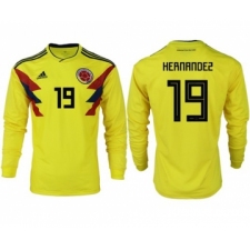 Colombia #19 Hernandez Home Long Sleeves Soccer Country Jersey