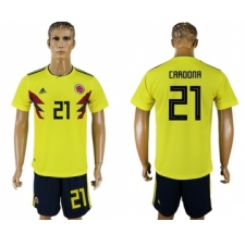 Colombia #21 Cardona Home Soccer Country Jersey