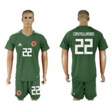 Colombia #22 Castellanos Green Goalkeeper Soccer Country Jersey