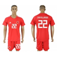 Colombia #22 Castellanos Red Goalkeeper Soccer Country Jersey