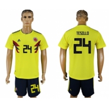 Colombia #24 Tesillo Home Soccer Country Jersey