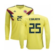 Colombia #25 E.Balanta Home Long Sleeves Soccer Country Jersey