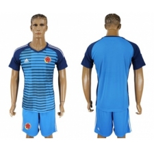 Colombia Blank Blue Goalkeeper Soccer Country Jersey