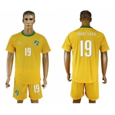 Cote d'lvoire #19 Toure Yaya Home Soccer Country Jersey