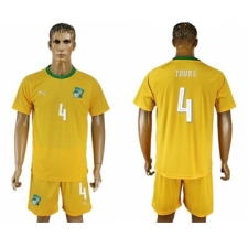 Cote d'lvoire #4 Toure Home Soccer Country Jersey