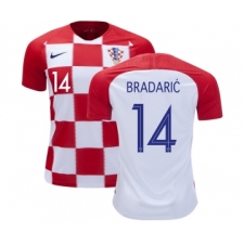 Croatia #14 Bradaric Home Soccer Country Jersey