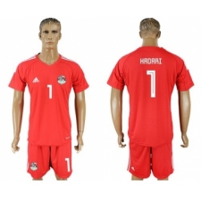 Egypt #1 Hadari Red Goalkeeper Soccer Country Jersey