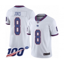 Men's New York Giants #8 Daniel Jones Limited White Rush Vapor Untouchable 100th Season Football Jersey
