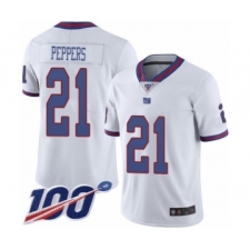 Men's New York Giants #21 Jabrill Peppers Limited White Rush Vapor Untouchable 100th Season Football Jersey