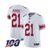 Men's New York Giants #21 Jabrill Peppers White Vapor Untouchable Limited Player 100th Season Football Jersey