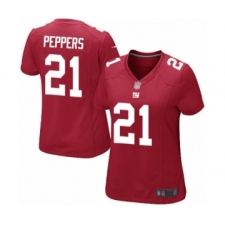 Women's New York Giants #21 Jabrill Peppers Game Red Alternate Football Jersey