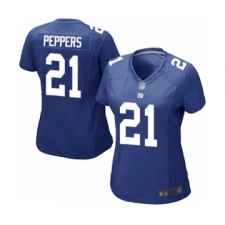 Women's New York Giants #21 Jabrill Peppers Game Royal Blue Team Color Football Jersey