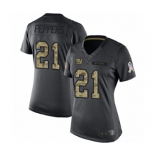 Women's New York Giants #21 Jabrill Peppers Limited Black 2016 Salute to Service Football Jersey