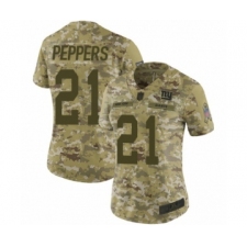Women's New York Giants #21 Jabrill Peppers Limited Camo 2018 Salute to Service Football Jersey